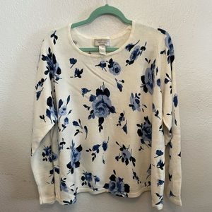 Blue and white floral sweater!